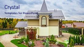  Presentation with luxury vintage house - Colorful presentation theme enhanced with seasonal investing - luxury suburban house backdrop and a  colored foreground