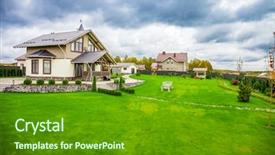  Presentation with luxury house - Cool new presentation theme with seasonal investing - luxury suburban house backdrop and a  colored foreground