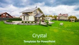  Presentation with luxury house - Presentation having seasonal investing - luxury suburban house background and a tawny brown colored foreground