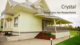  Presentation with luxury house - Colorful PPT theme enhanced with seasonal investing - luxury suburban house backdrop and a  colored foreground