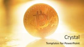  Presentation with blockchain - Beautiful presentation featuring seasonal investing - shiny golden bitcoin btc coin backdrop and a blonde colored foreground