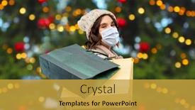  Presentation with medical face mask - Colorful presentation enhanced with seasonal-sale-winter-holidays backdrop and a gold colored foreground