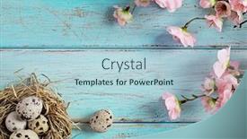  Presentation with quail - Presentation design consisting of seasonal-spring-decoration-with-quail background and a light blue colored foreground
