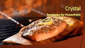  Presentation with cedar - Presentation theme with seasoned salmon fillet cooking background and a tawny brown colored foreground