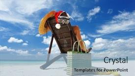  Presentation with beach wedding heart on sand - Theme featuring seasons greetings christmas - woman relaxing on the beach background and a light blue colored foreground