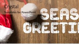  Presentation with seasons greetings - Presentation design enhanced with seasons greetings written on wooden background and a  colored foreground