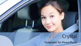  Presentation with car seat - PPT layouts featuring seat belt - girl in a car smiling background and a light blue colored foreground