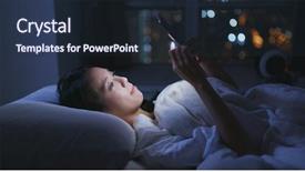  Presentation with look - PPT layouts featuring seat down - woman look at smart phone background and a wine colored foreground