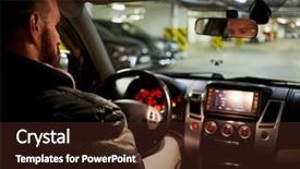  Presentation with car parking - Colorful slides enhanced with seat in car at underground backdrop and a wine colored foreground