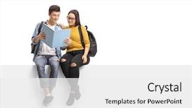  Presentation with teenage - Amazing presentation design having seated on a panel reading backdrop and a white colored foreground