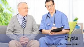  Presentation with nursing - Presentation theme having seated on sofa at home background and a  colored foreground