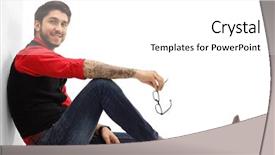  Presentation with floor - Colorful slide set enhanced with seated on the floor lean backdrop and a white colored foreground