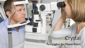  Presentation with optometrist - Colorful slides enhanced with seating chart - optometrist in exam room backdrop and a light gray colored foreground
