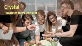  Presentation with team - Colorful PPT layouts enhanced with seating chart - young business team discussing new backdrop and a tawny brown colored foreground