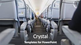  Presentation with airline - PPT theme enhanced with seats and aisle in airplane background and a dark gray colored foreground