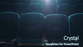  Presentation with movie theater hall of cinema - Beautiful PPT theme featuring seats in cinema or theater backdrop and a wine colored foreground