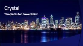  Presentation with seattle - Slide set having seattle city lights up background and a navy blue colored foreground