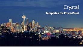  Presentation with park night city - PPT layouts with seattle-city-skyline-at-night background and a ocean colored foreground