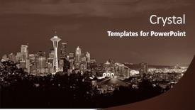  Presentation with park night city - Audience pleasing PPT theme consisting of seattle-city-skyline-at-night backdrop and a tawny brown colored foreground