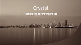  Presentation with architecture city - Audience pleasing theme consisting of seattle city skyline view backdrop and a coral colored foreground