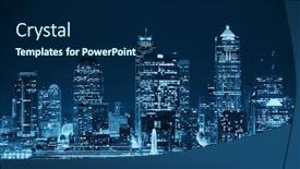  Presentation with seattle - PPT layouts enhanced with seattle city skyline view over sea with urban architecture background and a navy blue colored foreground