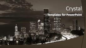  Presentation with traffic light - Theme having seattle city view with urban architecture and traffic light trail at dusk background and a dark gray colored foreground