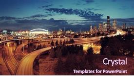  Presentation with traffic light - Amazing slide set having seattle city view with urban architecture and traffic light trail backdrop and a wine colored foreground