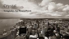  Presentation with seattle - Presentation theme featuring seattle-rooftop-panorama-view background and a light gray colored foreground