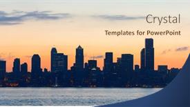  Presentation with seattle - Theme featuring seattle sunrise skyline silhouette view with urban office buildings background and a lemonade colored foreground
