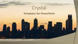  Presentation with seattle - Presentation theme consisting of seattle sunrise skyline silhouette view with urban office buildings background and a lemonade colored foreground