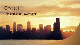  Presentation with seattle - Audience pleasing presentation design consisting of seattle-sunrise-with-downtown-building backdrop and a yellow colored foreground