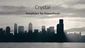  Presentation with seattle - PPT theme consisting of seattle sunrise with downtown building silhouette background and a light gray colored foreground