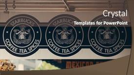  Presentation with starbucks - PPT theme featuring seattle-wa-aug-14 background and a tawny brown colored foreground