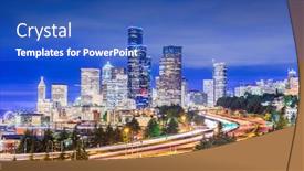  Presentation with highways - Beautiful theme featuring seattle washington usa downtown city skyline over highways at dusk backdrop and a teal colored foreground