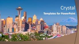  Presentation with seattle - Beautiful PPT theme featuring seattle-washington-usa-downtown-city backdrop and a teal colored foreground