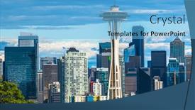  Presentation with seattle - Cool new theme with seattle-washington-usa-downtown-city backdrop and a light blue colored foreground