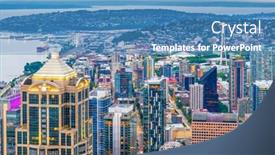  Presentation with seattle - PPT theme featuring seattle washington usa downtown skyline background and a teal colored foreground