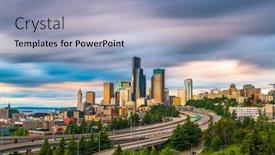  Presentation with highways - Beautiful slides featuring seattle-washington-usa-downtown-skyline backdrop and a teal colored foreground