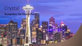  Presentation with seattle - Amazing theme having seattle-washington-usa-downtown-skyline backdrop and a light blue colored foreground
