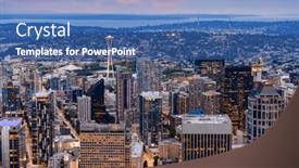 Presentation with seattle - Slide deck having seattle-washington-usa-downtown-skyline background and a ocean colored foreground