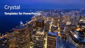  Presentation with seattle - Slide set with seattle-washington-usa-downtown-skyline background and a cobalt blue colored foreground