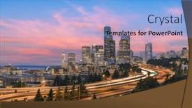  Presentation with highways - PPT theme consisting of seattle-washington-usa-downtown-skyline background and a light blue colored foreground