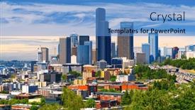  Presentation with highways - Presentation design featuring seattle-washington-usa-downtown-skyline background and a teal colored foreground