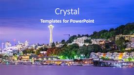  Presentation with seattle - PPT layouts having seattle washington usa skyline on lake union at dusk background and a cobalt blue colored foreground