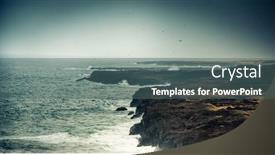  Presentation with rocky shore - Presentation with seawaves on a rocky shore at magnificent dusk background and a ocean colored foreground