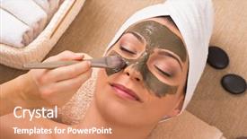  Presentation with day spa - Colorful theme enhanced with seaweed - close up of a beautician backdrop and a coral colored foreground