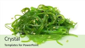  Presentation with organic - Beautiful theme featuring seaweed - heap of organic japanese wakame backdrop and a yellow colored foreground