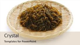  Presentation with fiber - Amazing slide deck having seaweed mozuku on a bamboo backdrop and a coral colored foreground