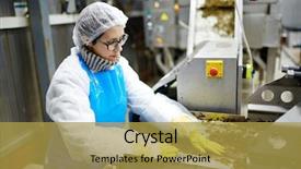  Presentation with food processing factory - PPT layouts featuring seaweed processing machine in food background and a gold colored foreground