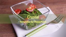  Presentation with seaweed - PPT layouts enhanced with seaweed salad with slices of cherry tomato in glass bowl on napkin and wooden table background background and a tawny brown colored foreground